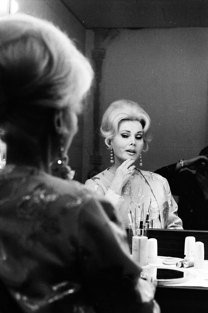 Zsa Zsa Gabor in her dressing room - Don Bierman for Chicago Sun-Times
