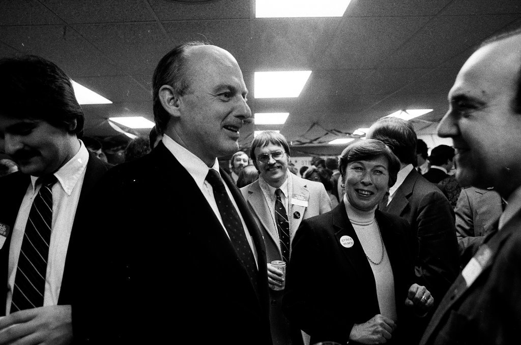 Adlai Stevenson III and Grace Mary Stern open campaign headquarters - Bob (Robert) Black for Chicago Sun-Times