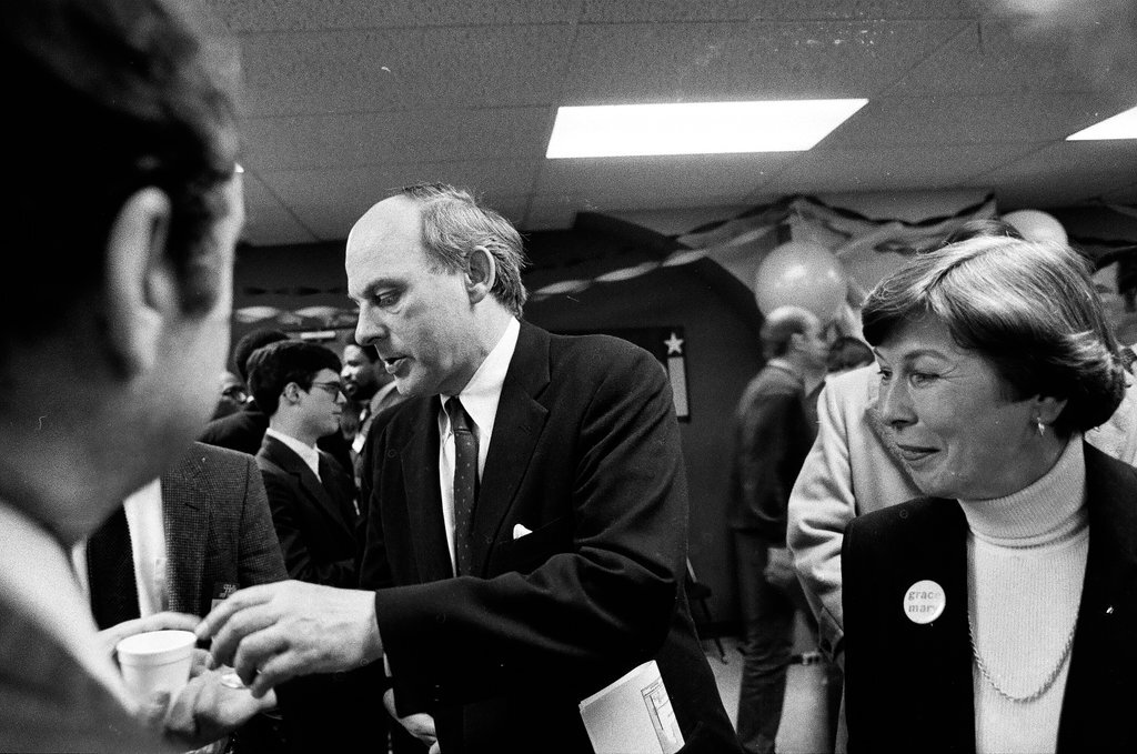 Adlai Stevenson III and Grace Mary Stern open campaign headquarters - Bob (Robert) Black for Chicago Sun-Times