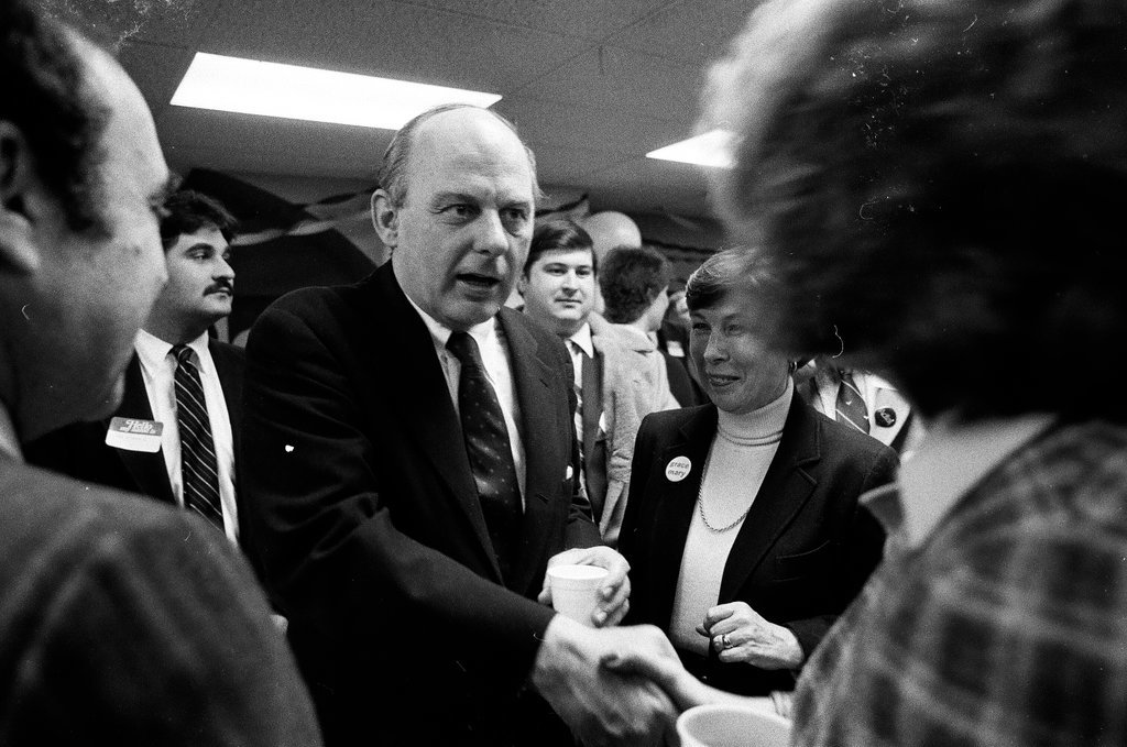 Adlai Stevenson III and Grace Mary Stern open campaign headquarters - Bob (Robert) Black for Chicago Sun-Times
