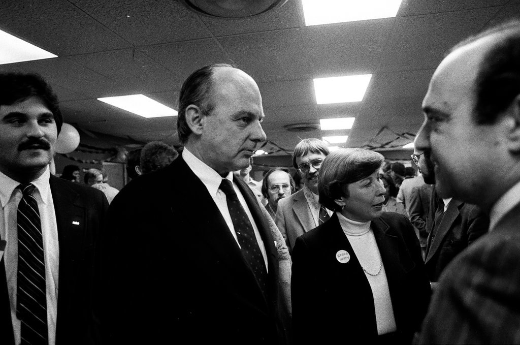 Adlai Stevenson III and Grace Mary Stern open campaign headquarters - Bob (Robert) Black for Chicago Sun-Times