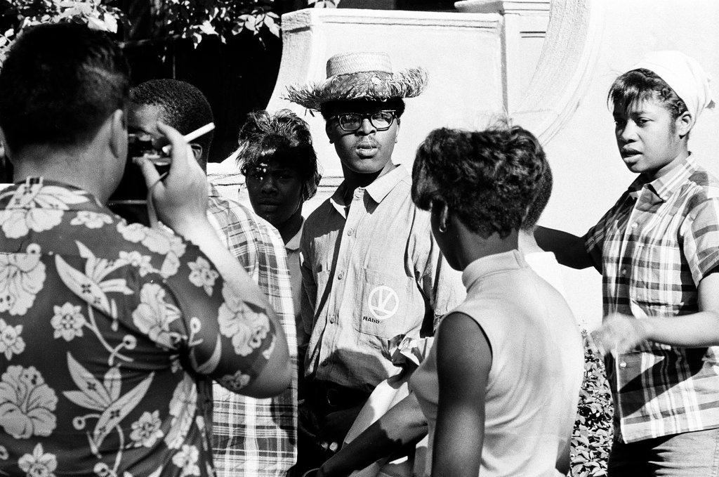 Group of people preparing to leave for voter registration march - Chicago Sun-Times