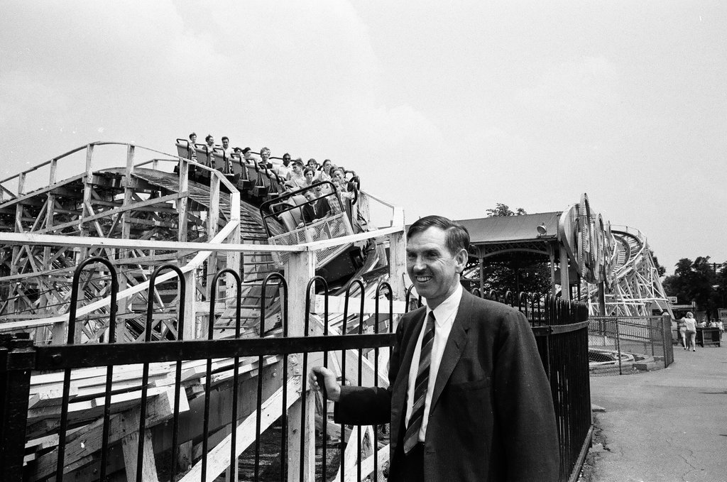 Owner of Riverview Amusement Park poses around the park - Chicago Sun-Times