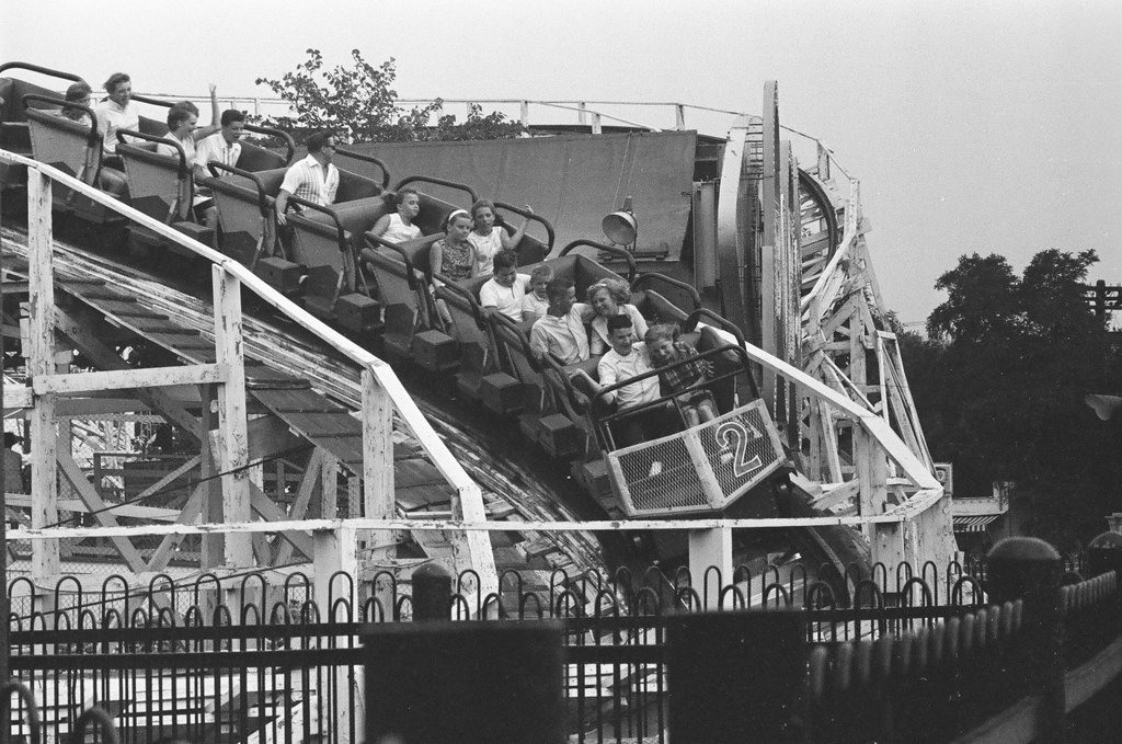 People enjoying rides at Riverview Amusement Park - Chicago Sun-Times