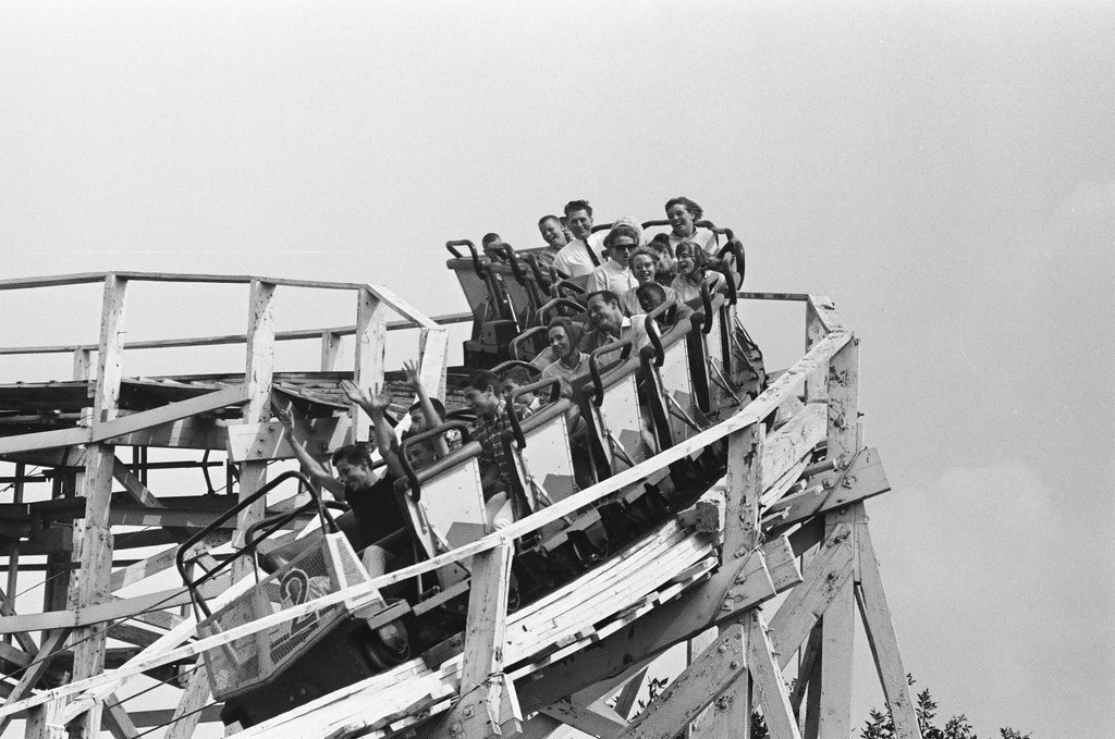 People enjoying rides at Riverview Amusement Park - Chicago Sun-Times