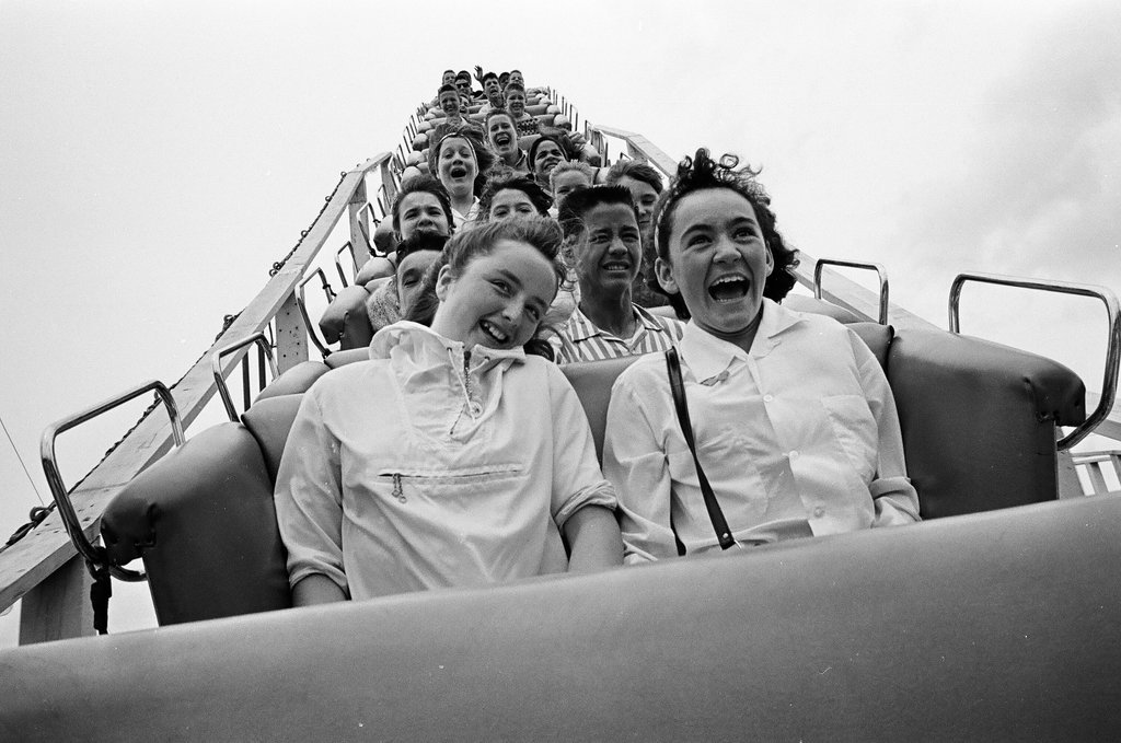 People riding new rollercoaster at Riverview Amusement Park - Chicago Sun-Times