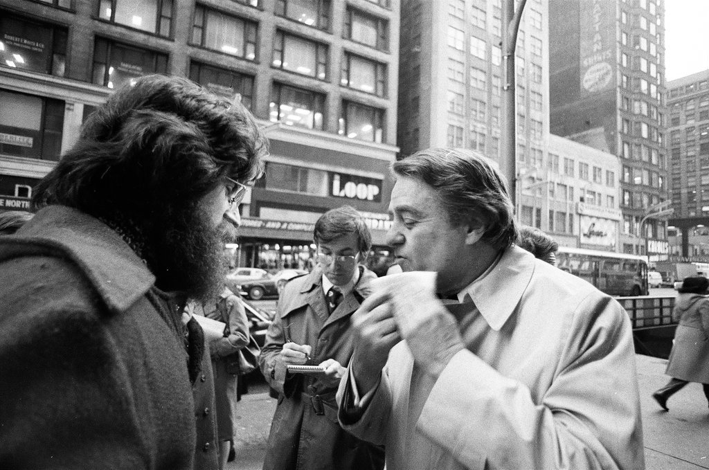 Sargent R. Shriver greets people on the street - Howard D. Simmons for Chicago Sun-Times