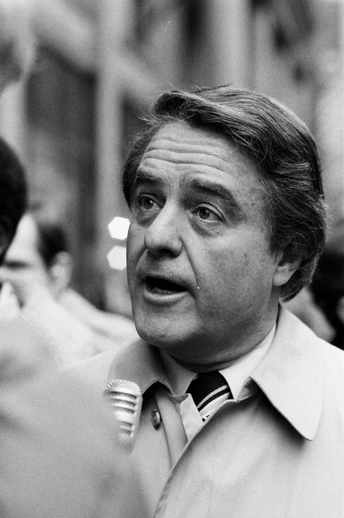 Sargent R. Shriver greets people on the street - Howard D. Simmons for Chicago Sun-Times
