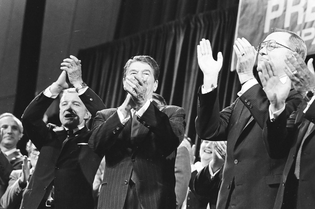 President Ronald Reagan speaks at the College of DuPage - Al Podgorski for Chicago Sun-Times