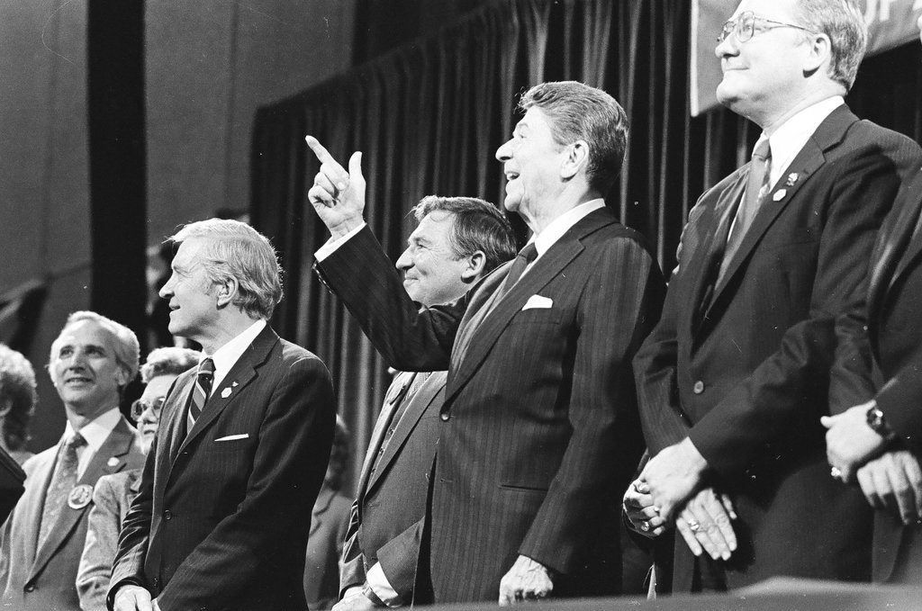 President Ronald Reagan speaks at the College of DuPage - Al Podgorski for Chicago Sun-Times