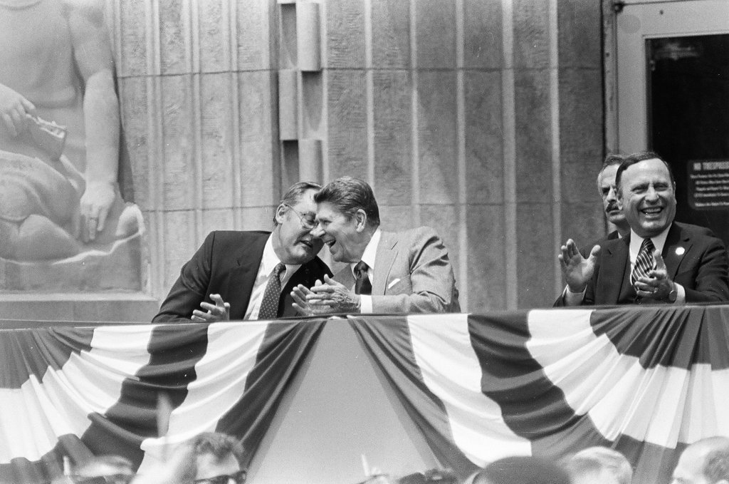 Ronald Reagan speaks at Bloom Township High School - Nancy Stuenkel for Chicago Sun-Times