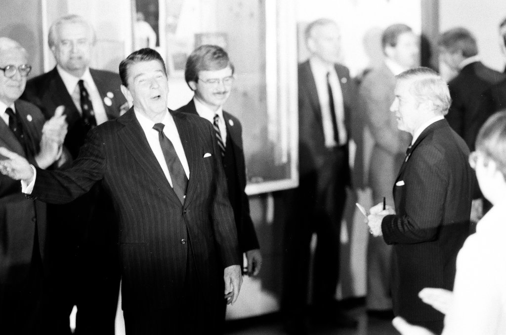 President Ronald Reagan tours WILCO Area Career Center - Al Podgorski for Chicago Sun-Times