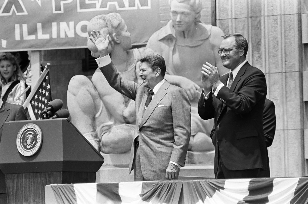 Ronald Reagan speaks at Bloom Township High School - Nancy Stuenkel for Chicago Sun-Times