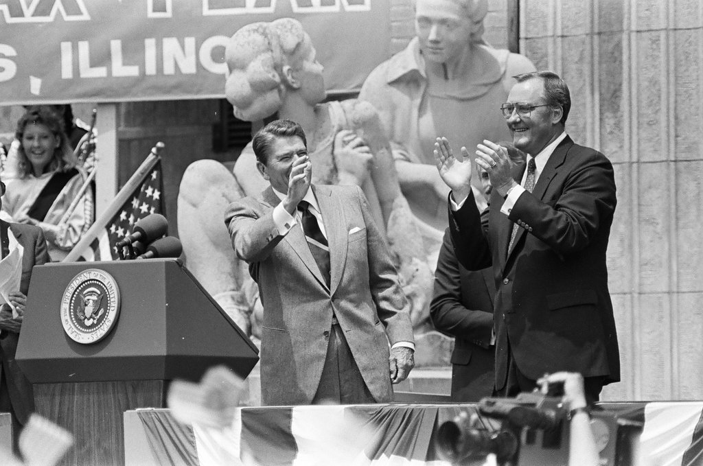 Ronald Reagan speaks at Bloom Township High School - Nancy Stuenkel for Chicago Sun-Times