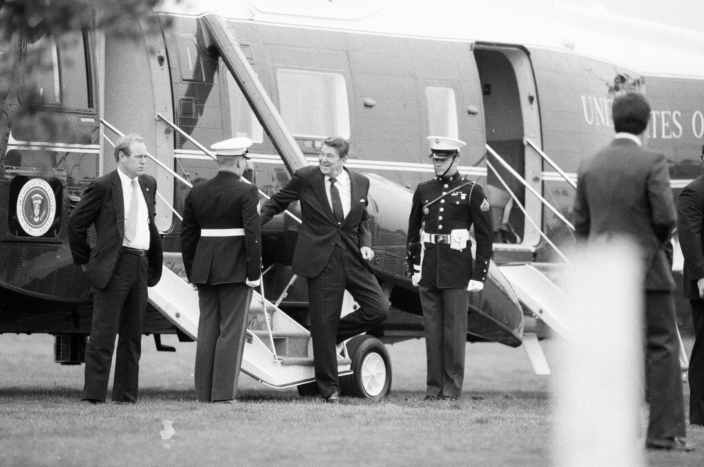 President Ronald Reagan tours WILCO Area Career Center - Al Podgorski for Chicago Sun-Times