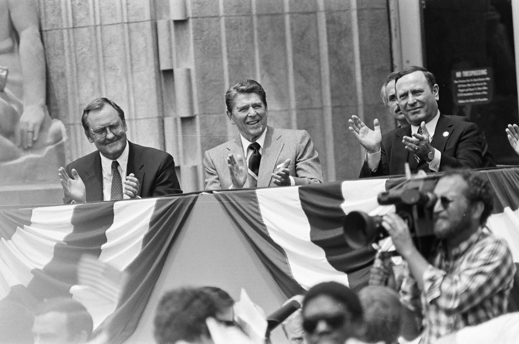 Ronald Reagan speaks at Bloom Township High School - Nancy Stuenkel for Chicago Sun-Times