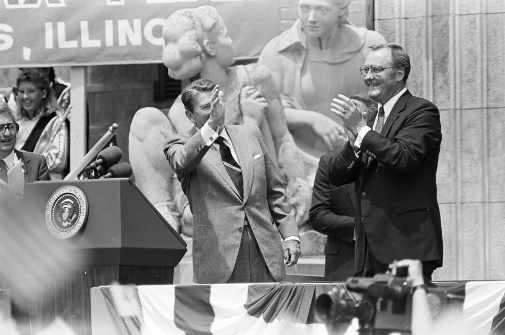Ronald Reagan speaks at Bloom Township High School - Nancy Stuenkel for Chicago Sun-Times