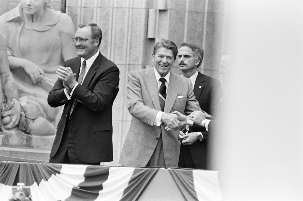 Ronald Reagan speaks at Bloom Township High School - Nancy Stuenkel for Chicago Sun-Times