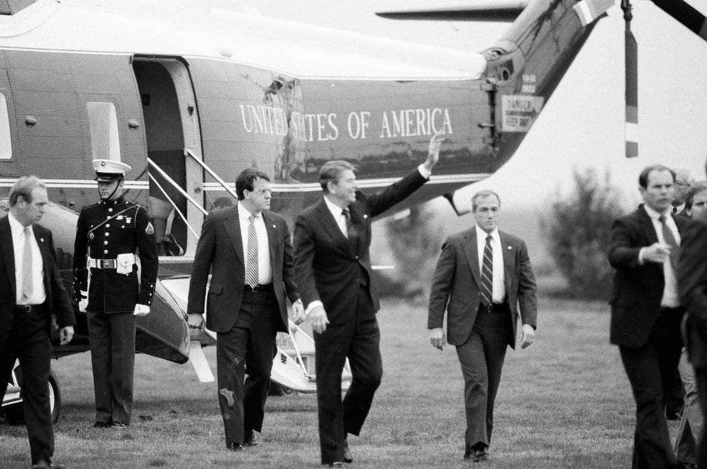 President Ronald Reagan tours WILCO Area Career Center - Al Podgorski for Chicago Sun-Times