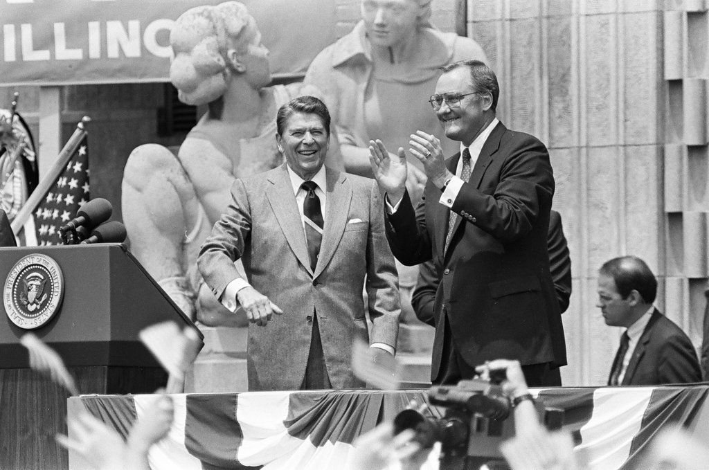 Ronald Reagan speaks at Bloom Township High School - Nancy Stuenkel for Chicago Sun-Times