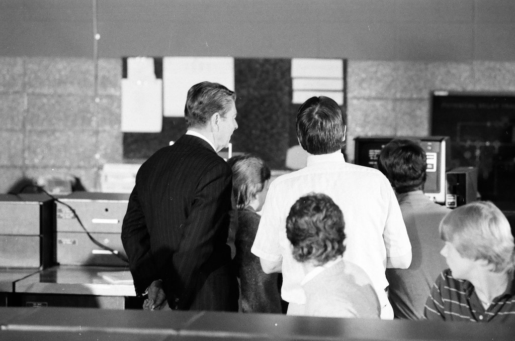 President Ronald Reagan tours WILCO Area Career Center - Al Podgorski for Chicago Sun-Times