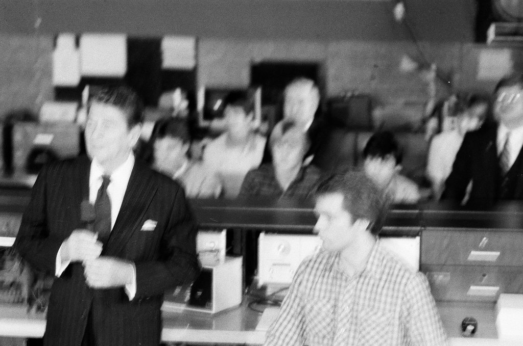 President Ronald Reagan tours WILCO Area Career Center - Al Podgorski for Chicago Sun-Times