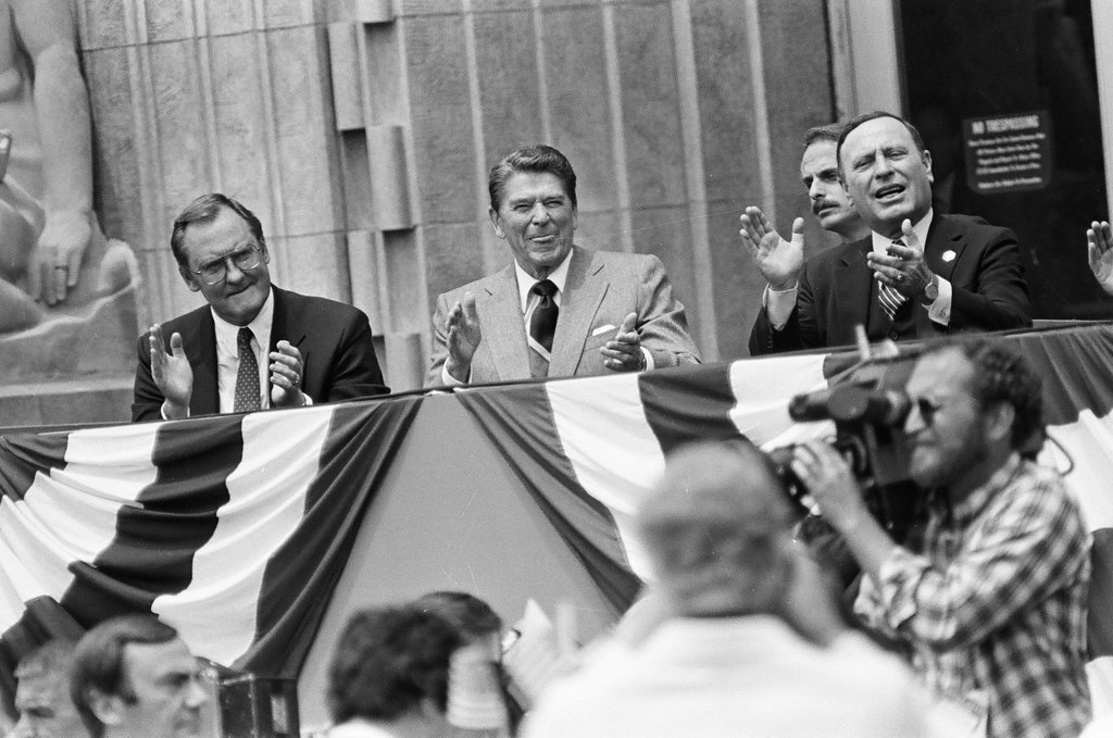 Ronald Reagan speaks at Bloom Township High School - Nancy Stuenkel for Chicago Sun-Times
