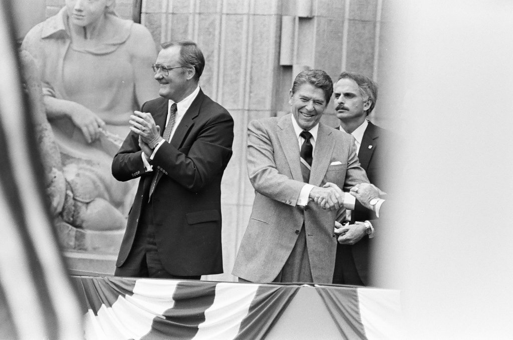 Ronald Reagan speaks at Bloom Township High School - Nancy Stuenkel for Chicago Sun-Times