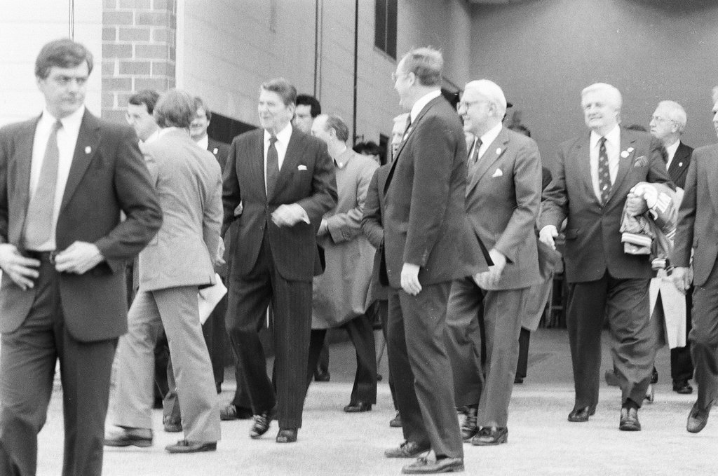President Ronald Reagan tours WILCO Area Career Center - Al Podgorski for Chicago Sun-Times
