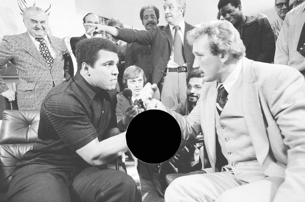 Muhammad Ali and Scott Ledoux at press conference - Don Bierman for Chicago Sun-Times