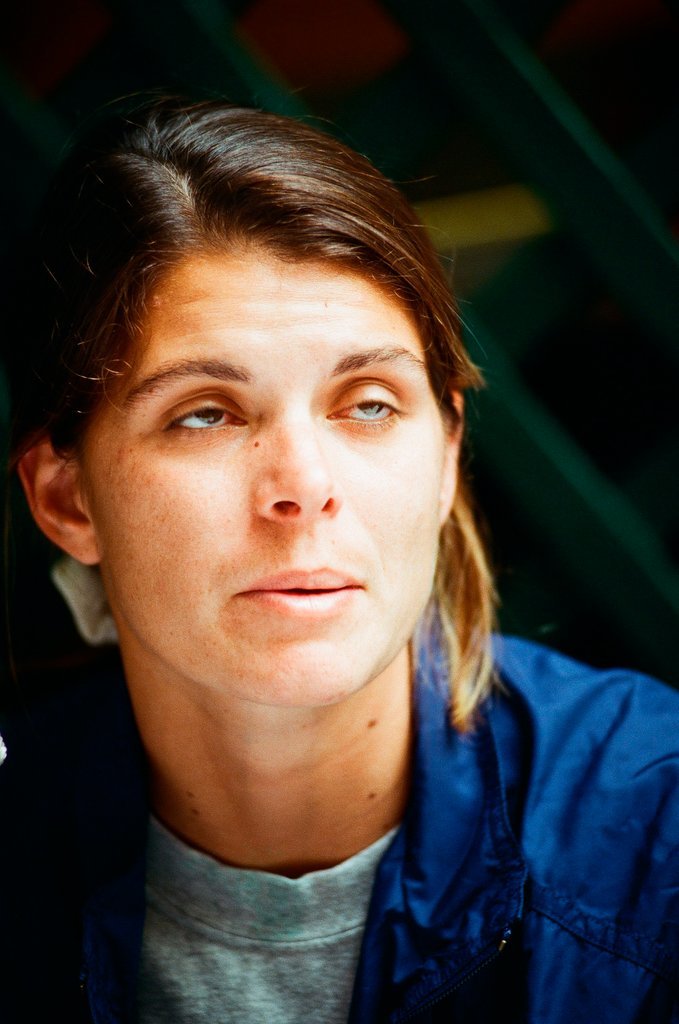 Mia Hamm and teammates at media gathering - Rich Hein for Chicago Sun-Times