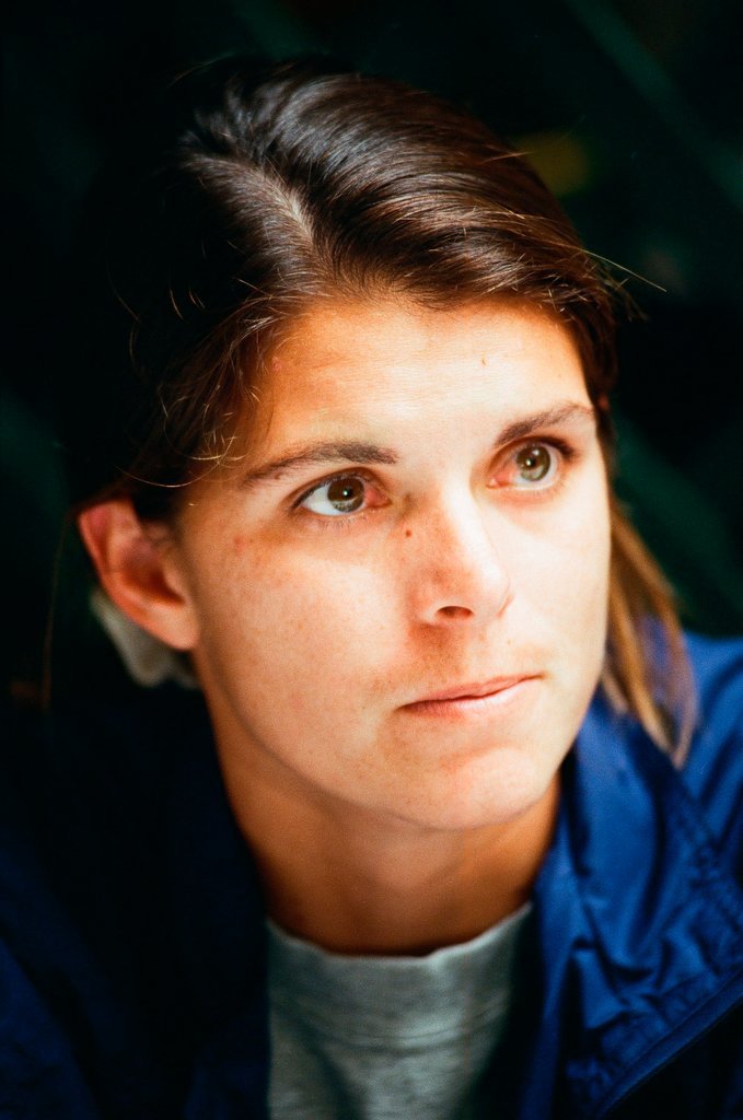 Mia Hamm and teammates at media gathering - Rich Hein for Chicago Sun-Times