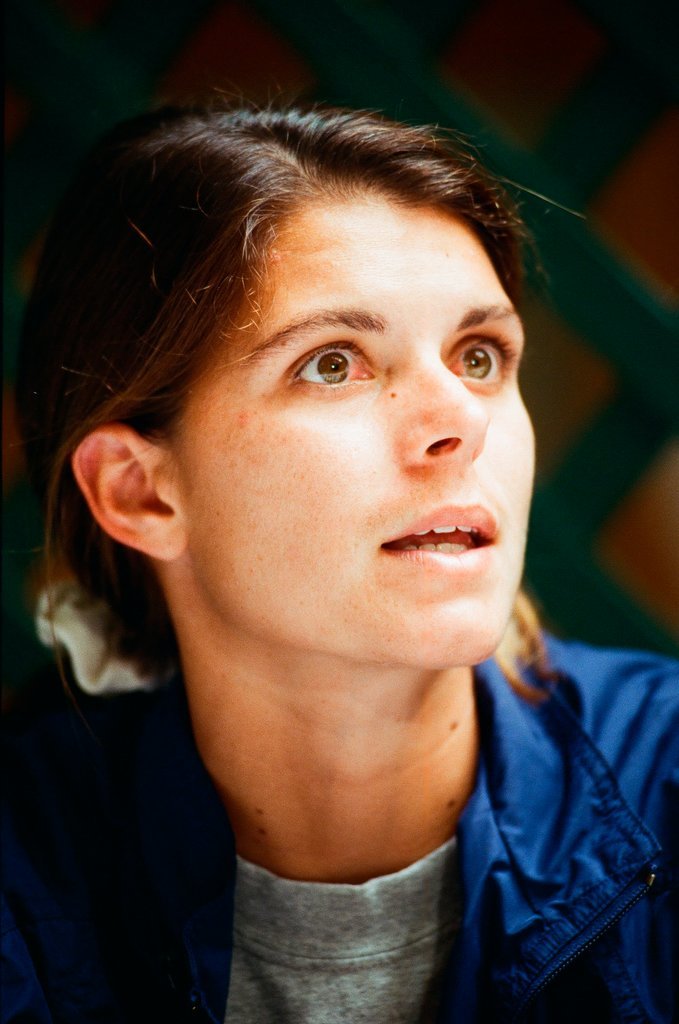 Mia Hamm and teammates at media gathering - Rich Hein for Chicago Sun-Times