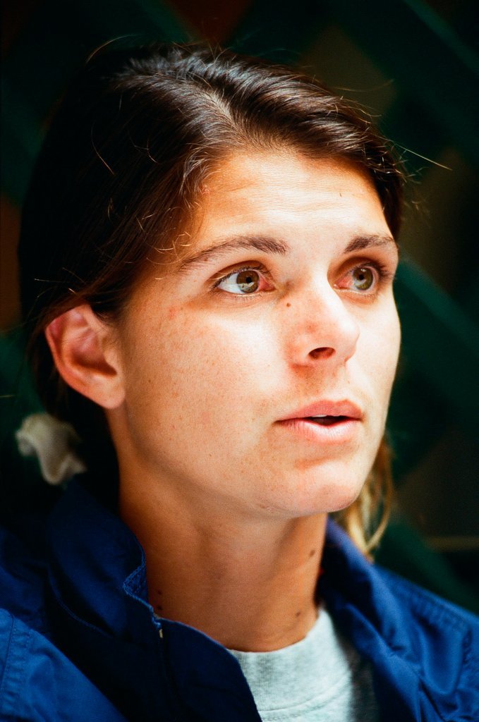Mia Hamm and teammates at media gathering - Rich Hein for Chicago Sun-Times
