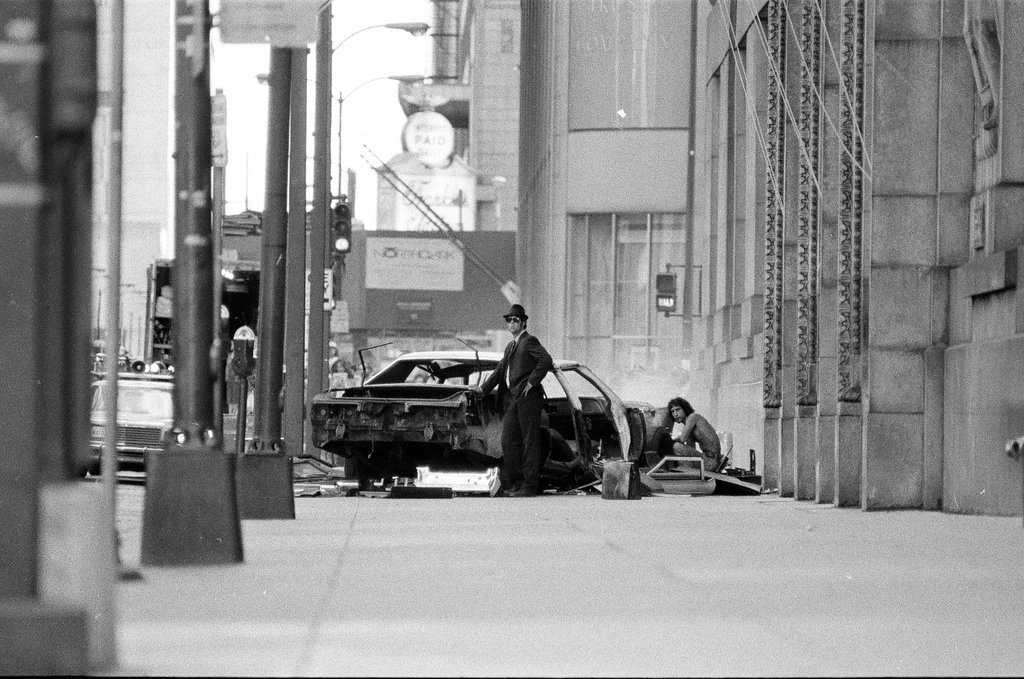 Dan Akroyd and John Belushi film chase sequence - Richard Derk for Chicago Sun-Times
