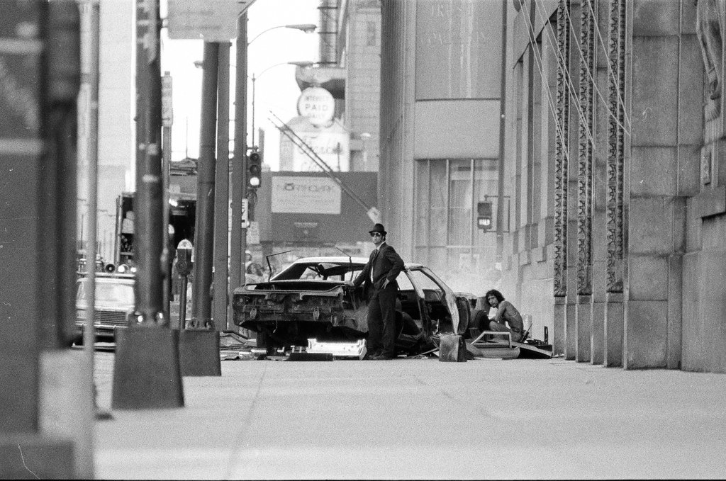 Dan Akroyd and John Belushi film chase sequence - Richard Derk for Chicago Sun-Times