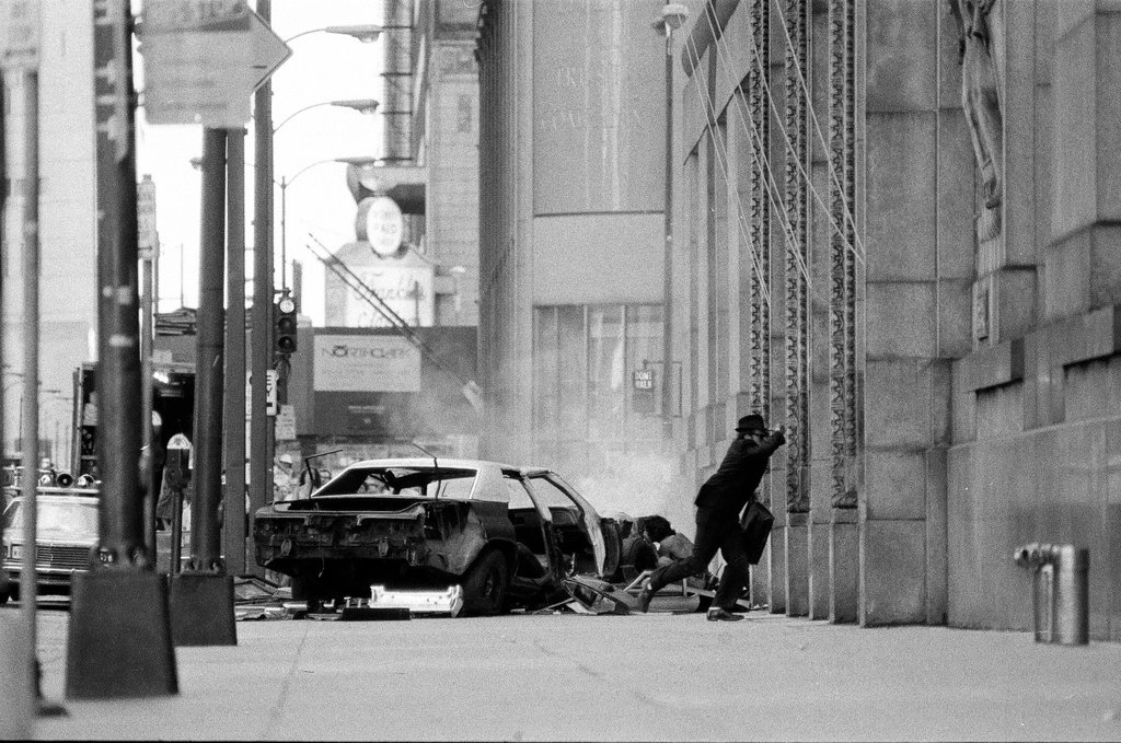 Dan Akroyd and John Belushi film chase sequence - Richard Derk for Chicago Sun-Times