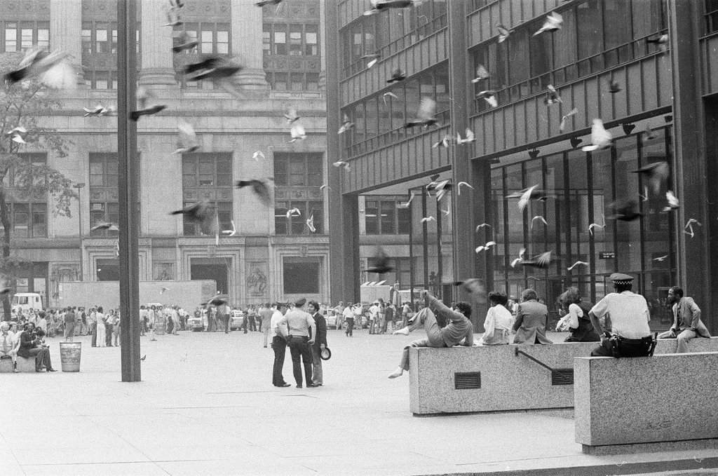 Blues Brothers filming at Richard J. Daley Center - Chuck (Charles) Kirman for Chicago Sun-Times