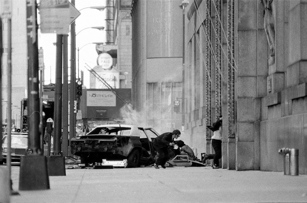 Dan Akroyd and John Belushi film chase sequence - Richard Derk for Chicago Sun-Times