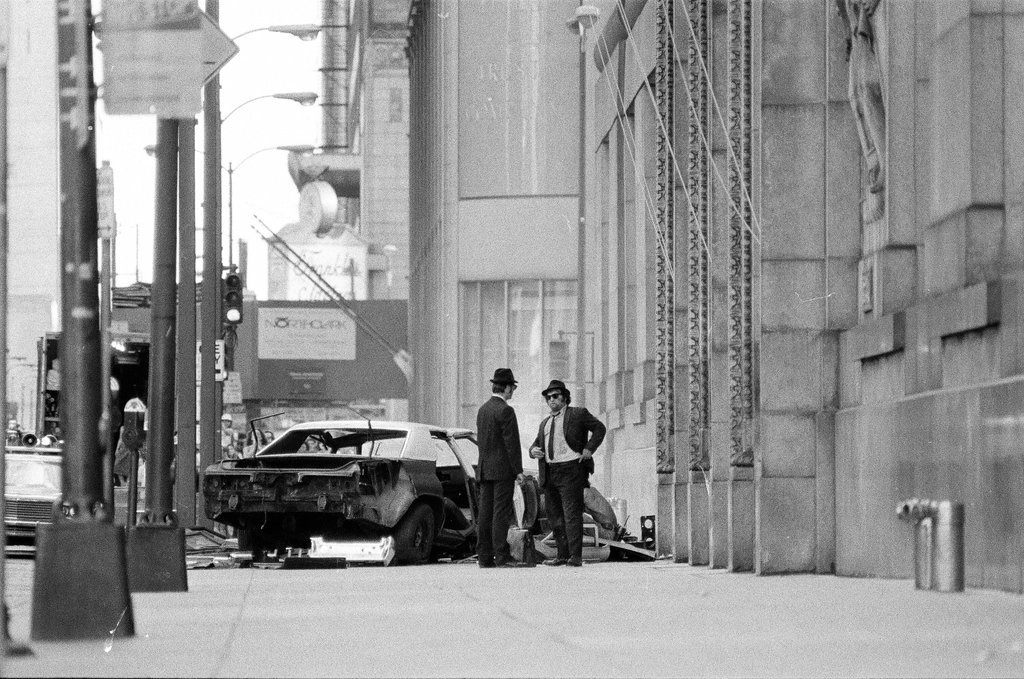 Dan Akroyd and John Belushi film chase sequence - Richard Derk for Chicago Sun-Times