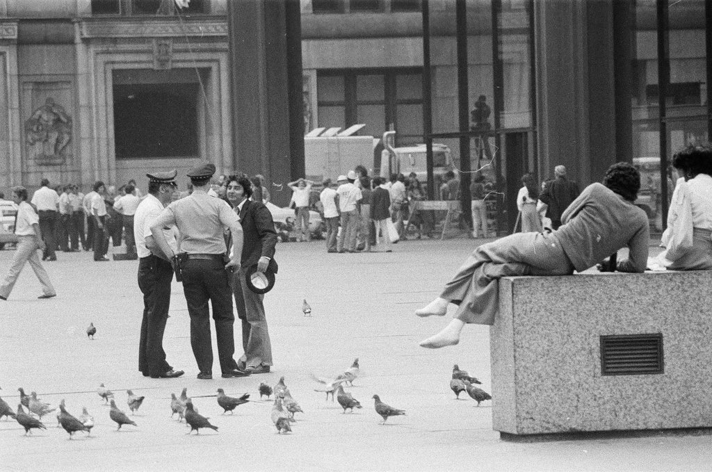 Blues Brothers filming at Richard J. Daley Center - Chuck (Charles) Kirman for Chicago Sun-Times