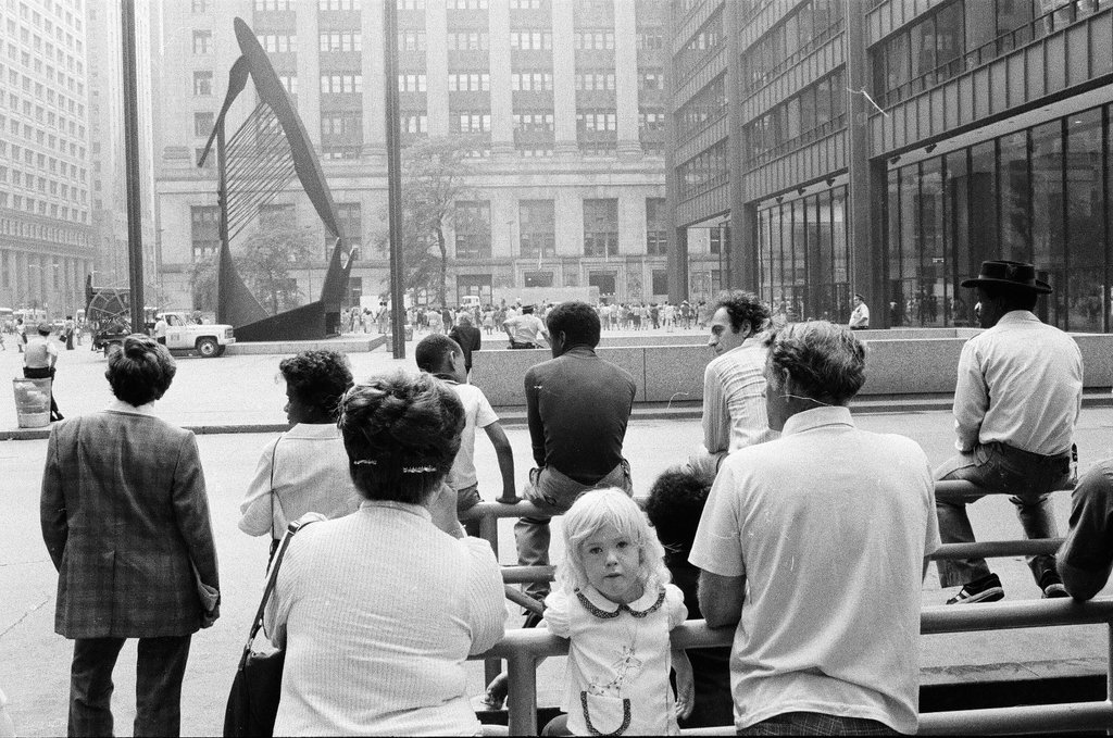 Stunt for Blues Brothers film and filming at Daley Plaza - Jack Lenahan,Chuck (Charles) Kirman for Chicago Sun-Times