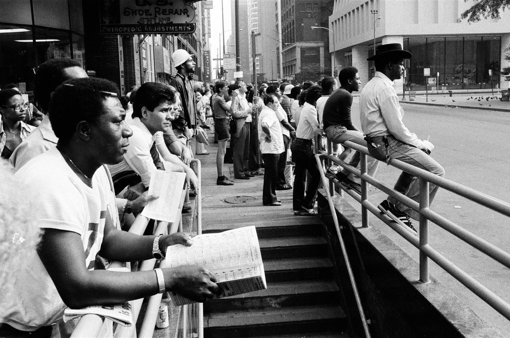 Blues Brothers filming at Richard J. Daley Center - Chuck (Charles) Kirman for Chicago Sun-Times