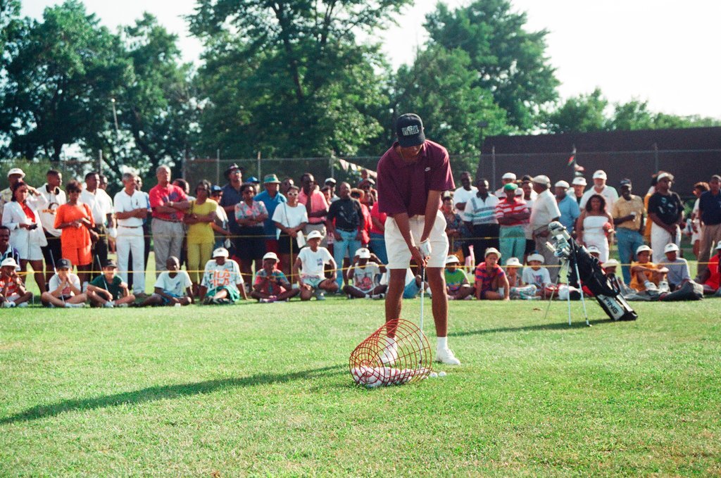 Tiger Woods hitting golf balls - Chicago Sun-Times