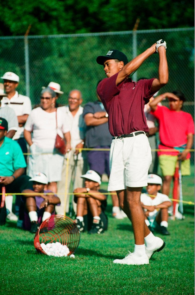 Tiger Woods hitting golf balls - Chicago Sun-Times
