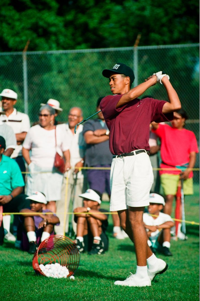 Tiger Woods hitting golf balls - Chicago Sun-Times