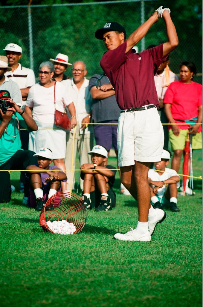 Tiger Woods hitting golf balls - Chicago Sun-Times