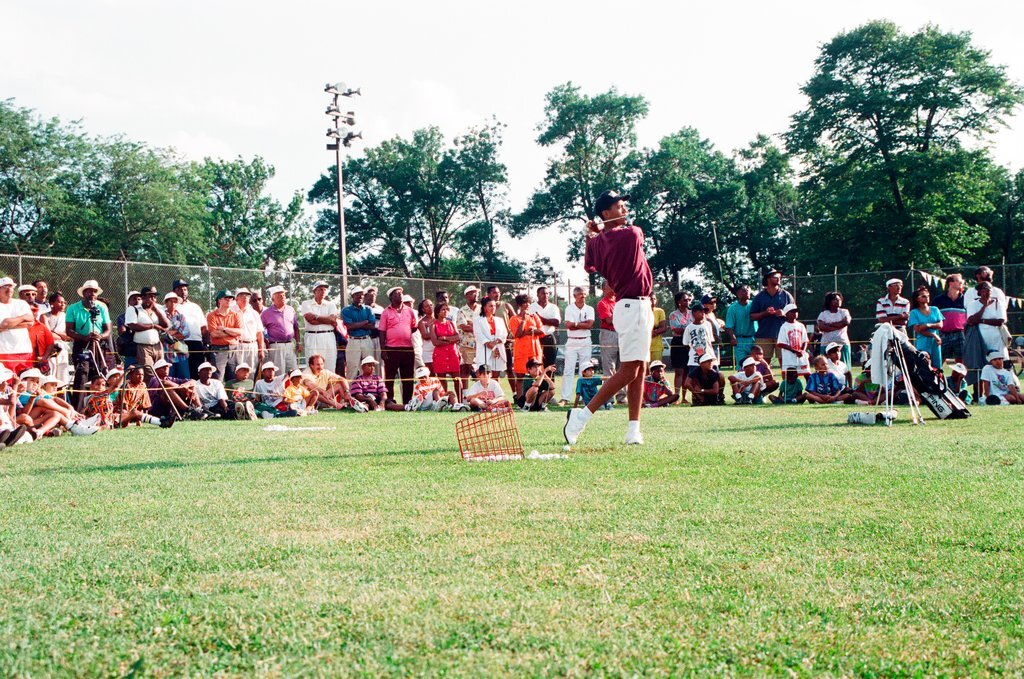 Tiger Woods hitting golf balls - Chicago Sun-Times