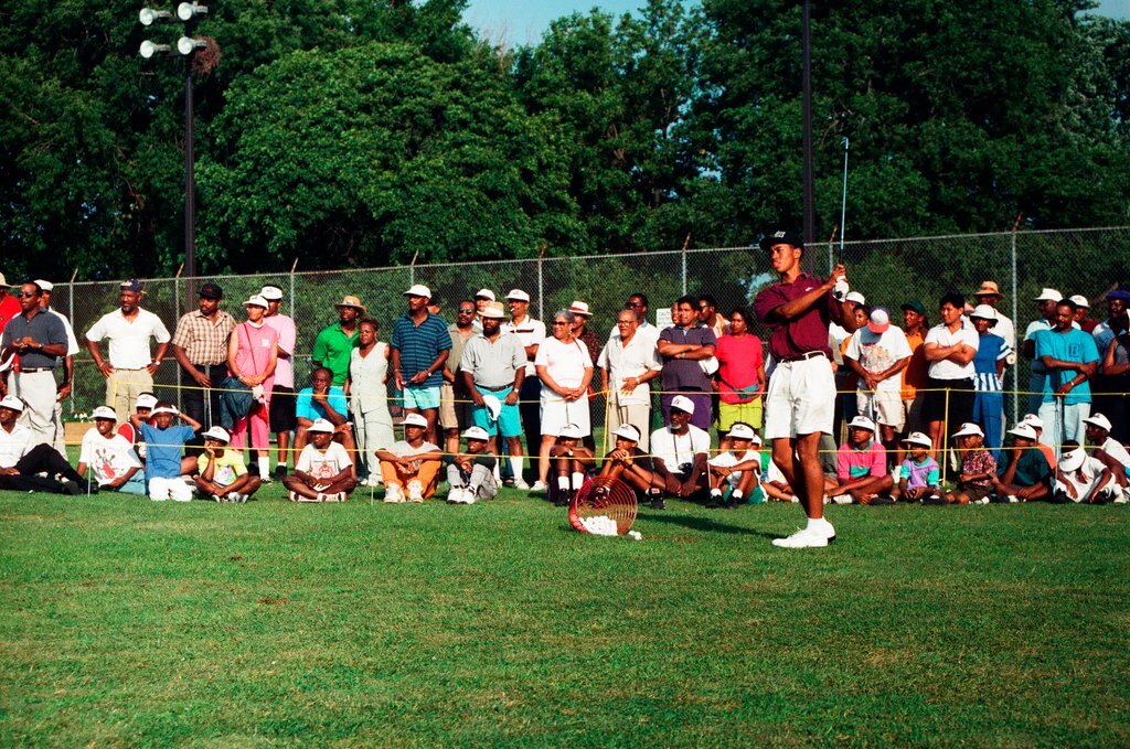 Tiger Woods hitting golf balls - Chicago Sun-Times