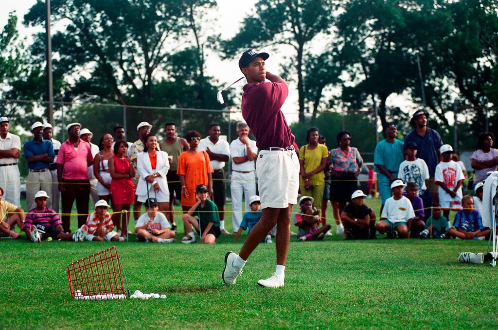Tiger Woods hitting golf balls - Chicago Sun-Times